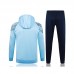 23/24 Manchester City Blue Hooded Edition Classic Jacket Training Suit (Top+Pant)-1061044