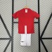 Retro 07/08 Kids Manchester United M-U UEFA Champions League Home Red Kids Jersey Kit short Sleeve (Shirt + Short)-7712643