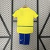 Retro Kids 2002 Brazil Home Kids Yellow Jersey Kit short Sleeve (Shirt + Short)-9675313
