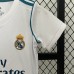 Retro 17/18 Kids Real Madrid Home White Kids Jersey Kit short Sleeve (Shirt + Short)-4573540