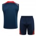 23/24 Paris Saint-Germain PSG Training Nvay Blue Red Jersey Kit Sleeveless (Vest + Short)-5113010