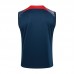 23/24 Paris Saint-Germain PSG Training Nvay Blue Red Jersey Kit Sleeveless (Vest + Short)-4614651