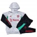 23/24 Kids Manchester United M-U White Red Kids Hooded Edition Classic Jacket Training Suit (Top+Pant)-8001154