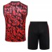 23/24 Manchester United M-U Training Red Black Jersey Kit Sleeveless (Vest + Short)-4942817