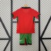 2024 Kids Portugal Home Kids Red Jersey Kit short sleeve (Shirt + Short + Socks)-1726836