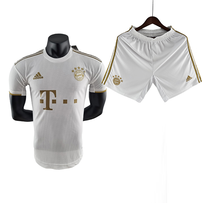 22/23 Bayern Munich Away White Gold suit short sleeve kit Jersey (Shirt + Short) (player version)-9144918