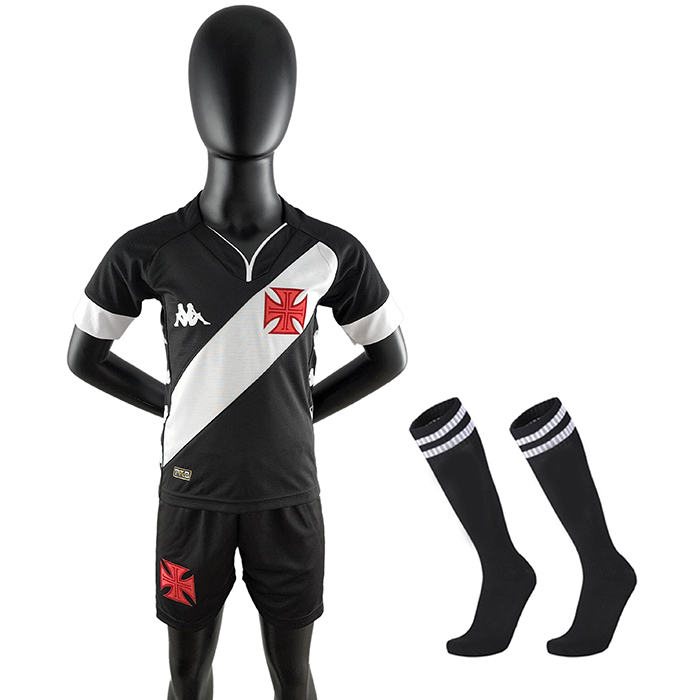 22/23 kids Vasco da Gama Home Black White Kids suit short sleeve kit Jersey (Shirt + Short)-2990999