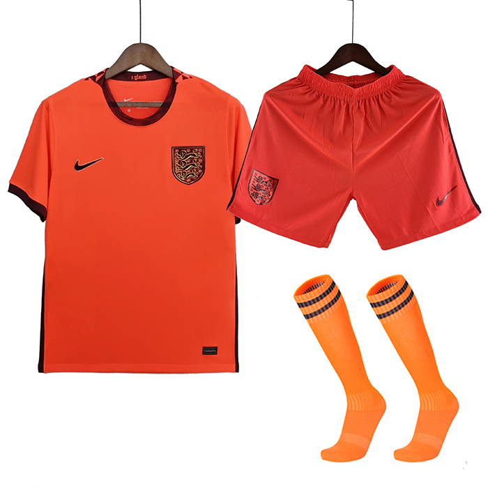 2022 World Cup National Team England Away Orange suit short sleeve kit Jersey (Shirt + Short+Sock)-603930