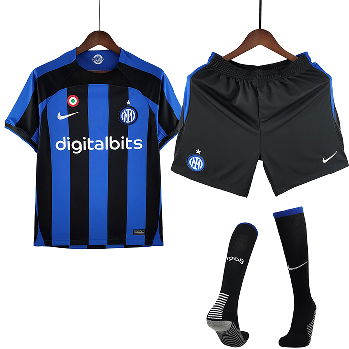 22/23 Inter Milan Home Blue Black suit short sleeve kit Jersey (Shirt + Short+Sock)-6584505