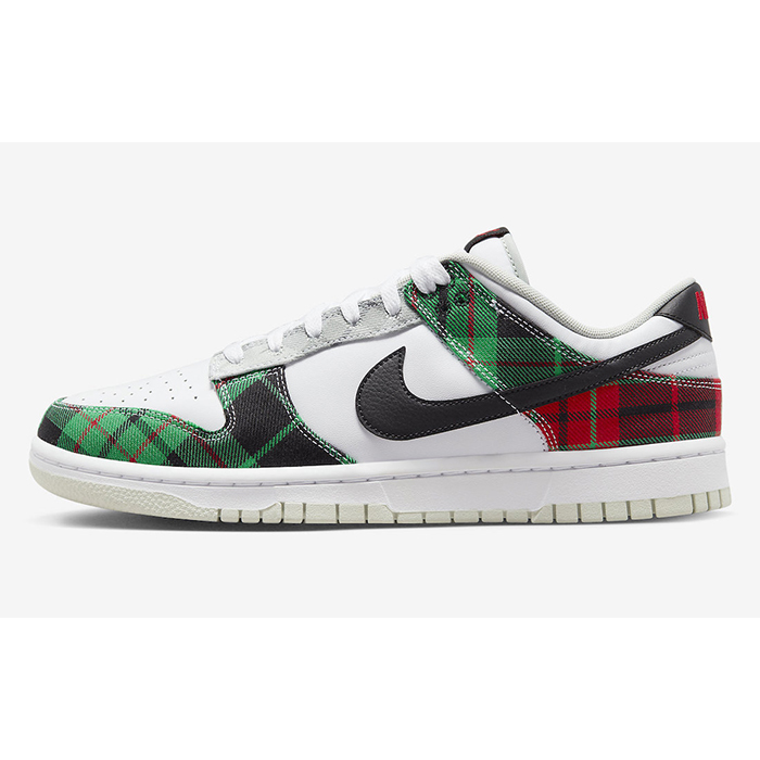SB Dunk Low“Plaid”Running Shoes-White/Green-6756011