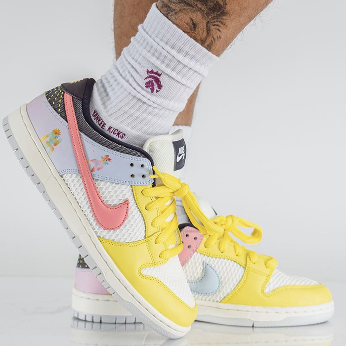 SB Dunk Low“Be True”Running Shoes-White/Yellow-6424112