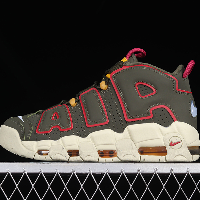 Air More Uptempo 96 QS Running Shoes-Grey/Red-1505142