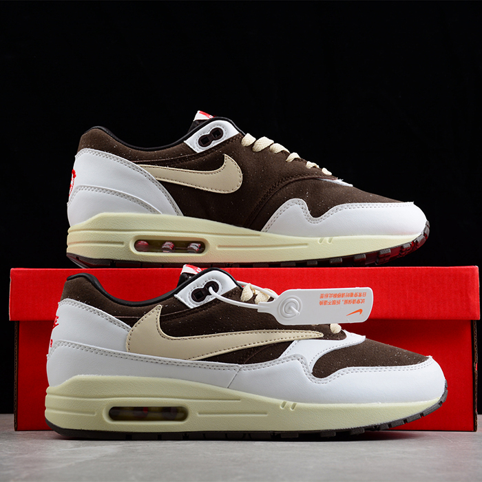 Air Max 1 Cactus Jack Running Shoes-Brown/White-8491152