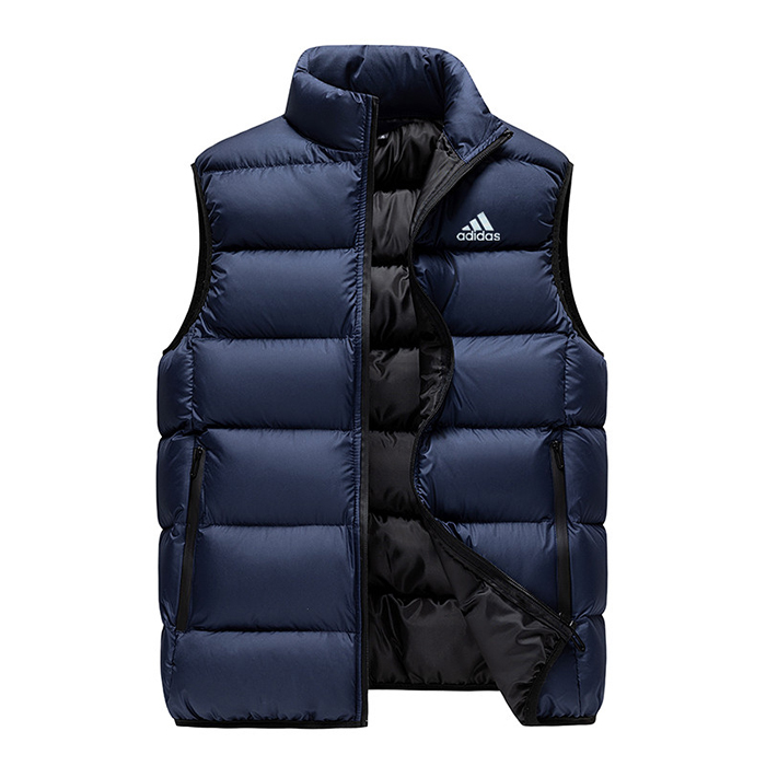 Sleeveless Vest Down jacket zipper Casual fashion Vest Down jacket-Navy Blue-5189460