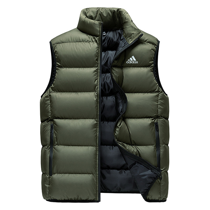 Sleeveless Vest Down jacket zipper Casual fashion Vest Down jacket-Army Green-6564853