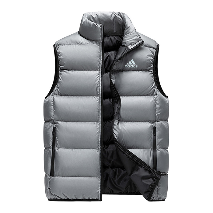 Sleeveless Vest Down jacket zipper Casual fashion Vest Down jacket-Grey-1474003