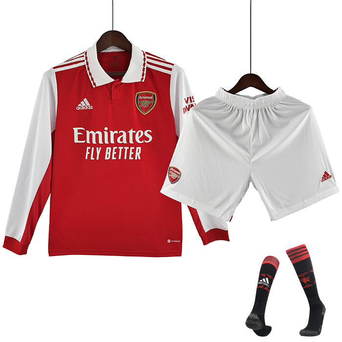 22/23 Arsenal Home Red White suit Long sleeve kit Jersey (Long sleeve + Short +Sock)-5315437