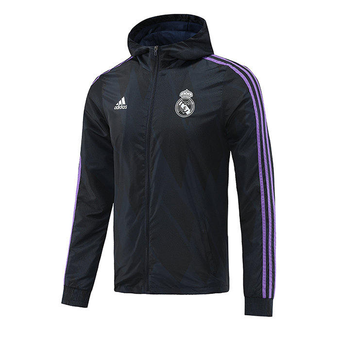22/23 Real Madrid Black Hooded Windbreaker Black Edition Classic Training Suit-6355215