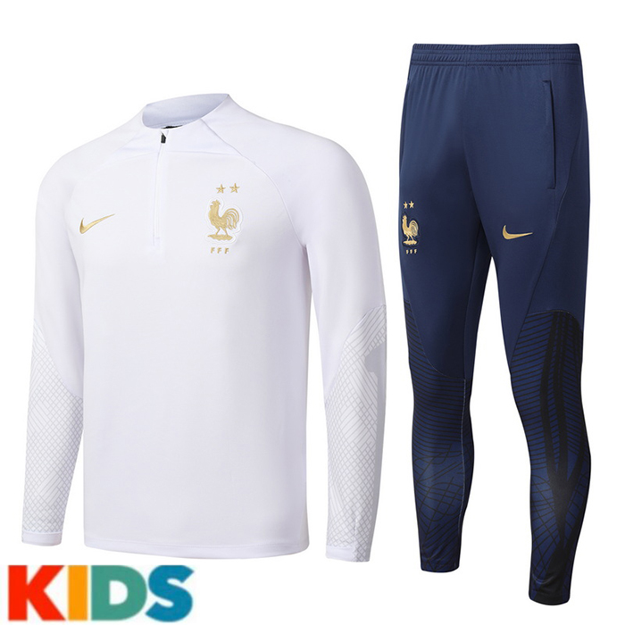 2022 France White Kids Edition Classic Training Suit (Top + Pant)-3261250