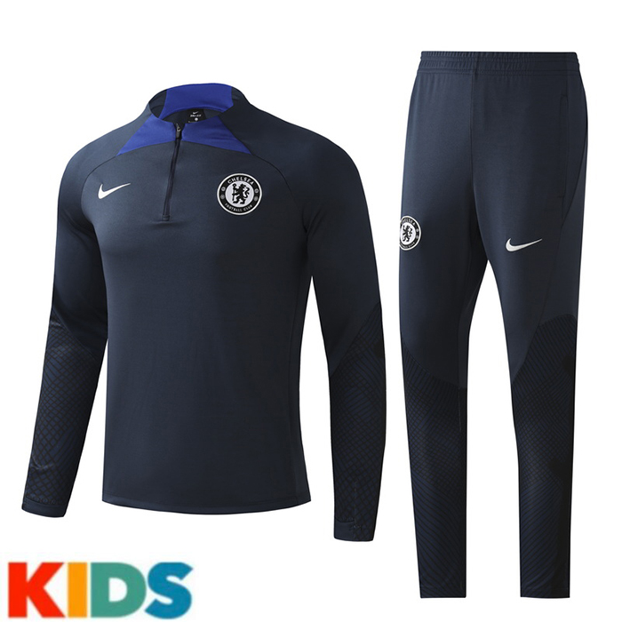 22/23 Chelsea Navy Blue Kids Edition Classic Training Suit (Top + Pant)-3333408