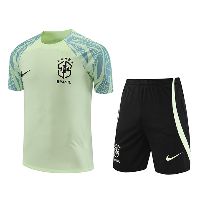2022 Brazil Training Kit Light Green suit short sleeve kit Jersey (Shirt + Short )-3147523