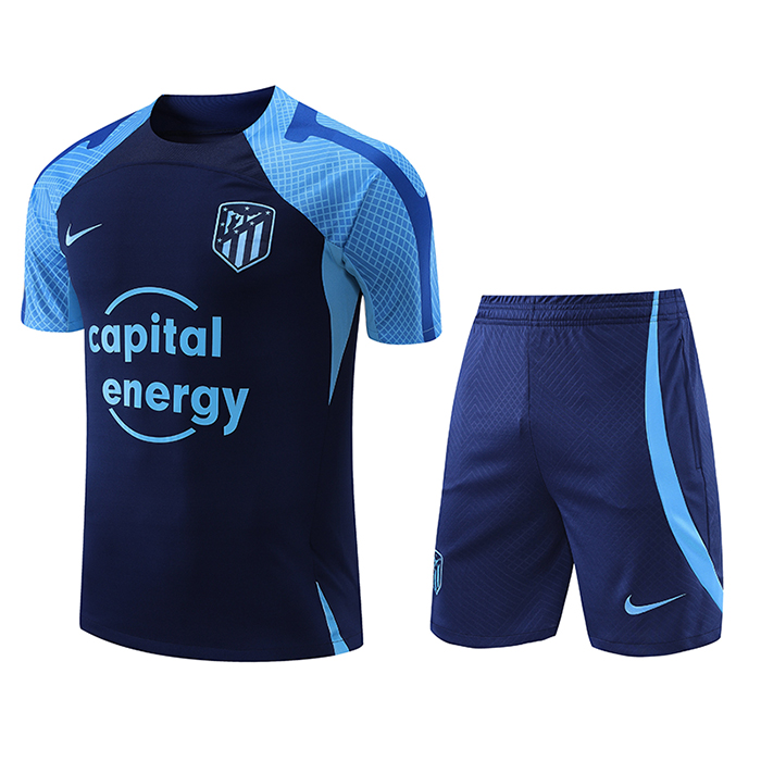 22/23 Atletico Madrid Training Kit Navy Blue suit short sleeve kit Jersey (Shirt + Short )-8428999