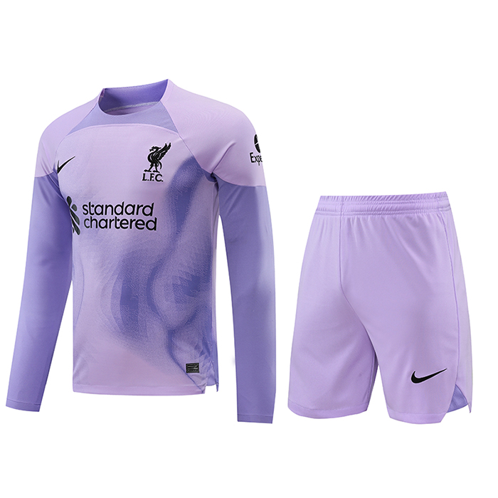 22/23 Liverpool Goalkeeper Training Kit Purple suit Long sleeve kit Jersey (Long sleeve + Short )-2889933