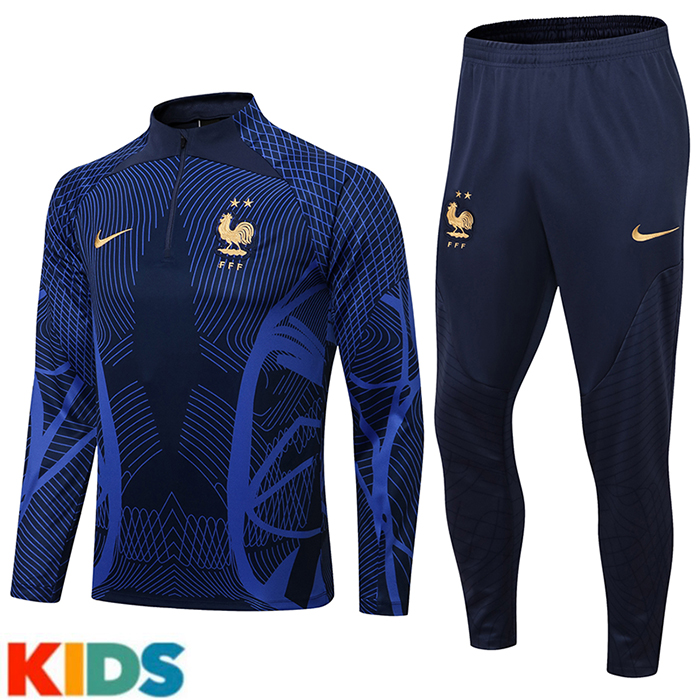 2022 France Navy Blue Kids Edition Classic Training Suit (Top + Pant)-5129770