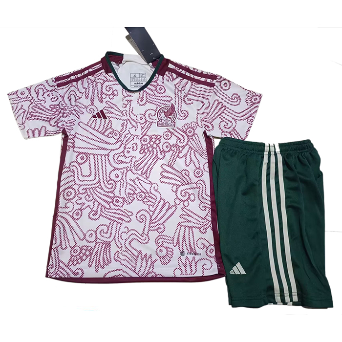 2022 World Cup Mexico Away White Wine Red Jersey Kit short sleeve (Shirt + Short)-3922658