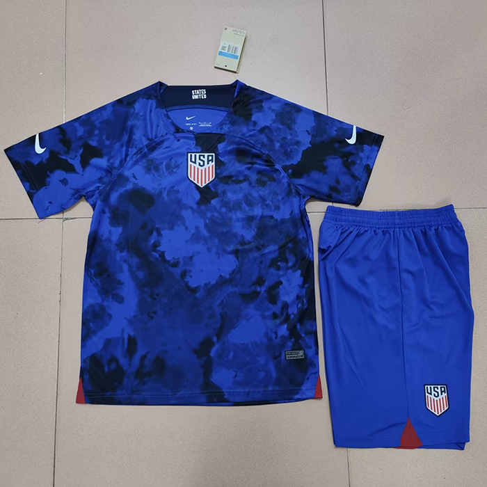 2022 World Cup USA Away Navy Blue Jersey Kit short sleeve (Shirt + Short)-4279864