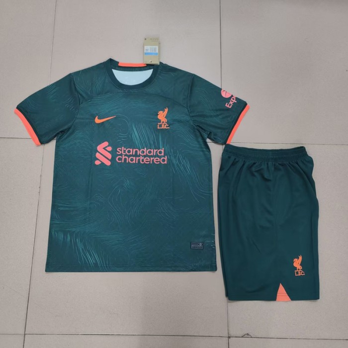 22/23 Liverpool Second Away Green Jersey Kit short sleeve (Shirt + Short)-7086071