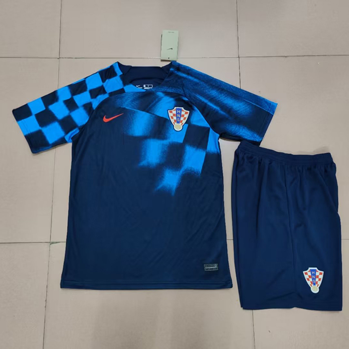 2022 World Cup Croatia Away Navy Blue Jersey Kit short sleeve (Shirt + Short)-8669982