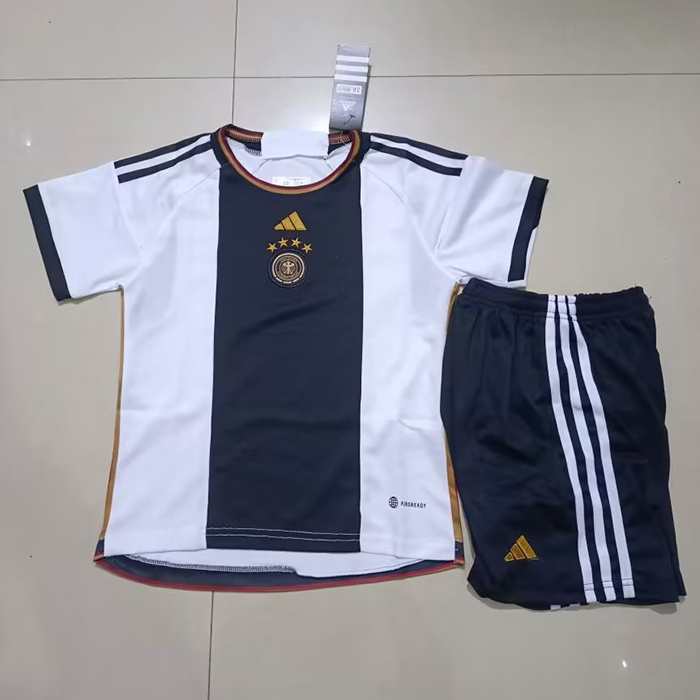 2022 World Cup Germany Home White Black Jersey Kit short sleeve (Shirt + Short)-3289580