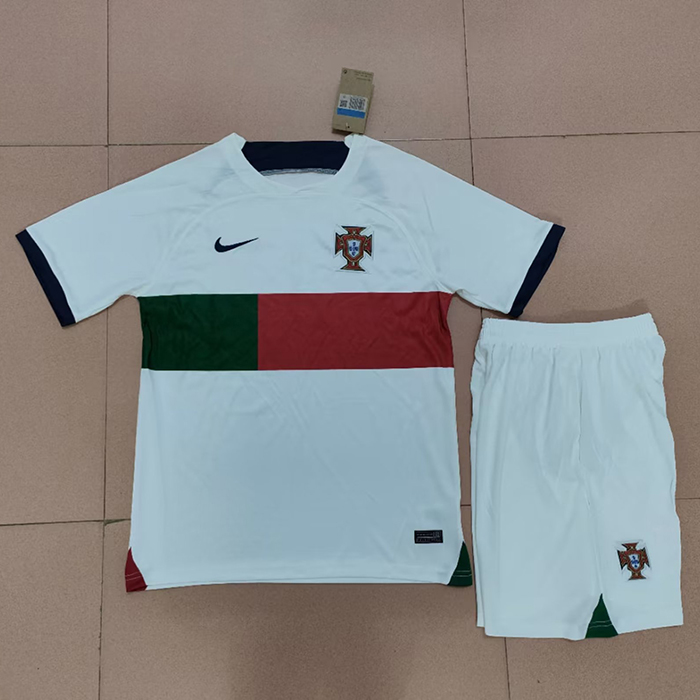 2022 World Cup Portugal Home White Jersey Kit short sleeve (Shirt + Short)-6512530
