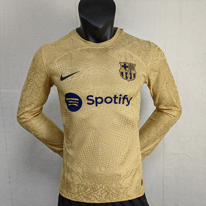 22/23 Barcelona Away Gold Jersey Kit Long sleeve (player version)-7838847
