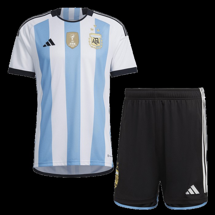 2022 World Cup Argentina 3-Star Home Blue White Jersey Kit short sleeve (Shirt + Short)-4444137