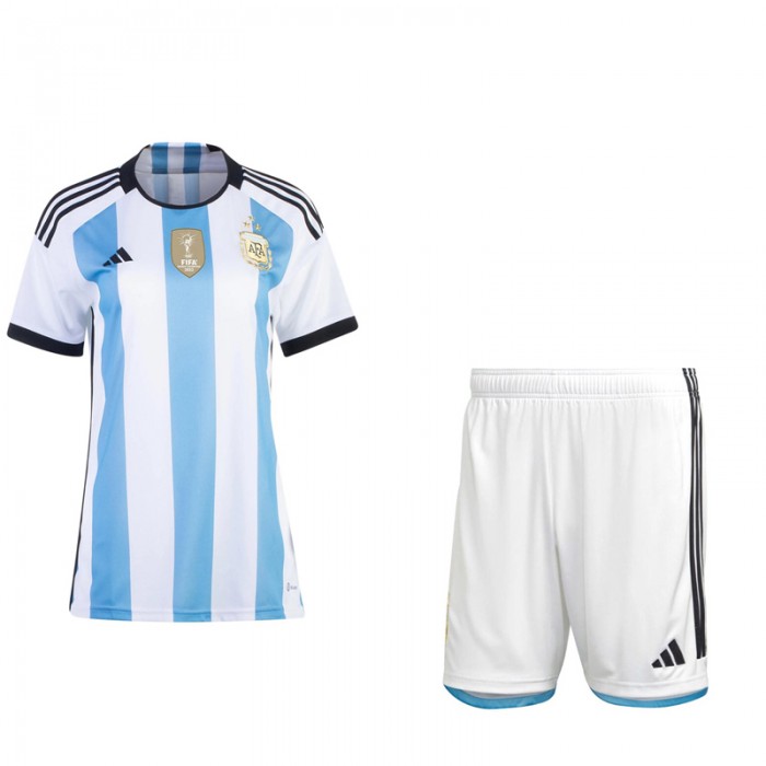 2022 World Cup Women Argentina 3-Star Home Blue White Jersey Kit short sleeve (Shirt + Short)-2934202