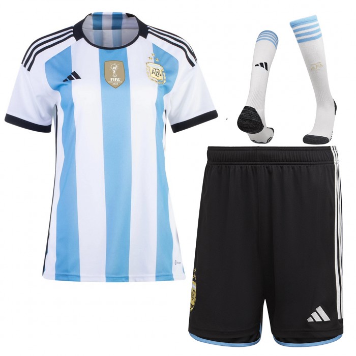 2022 World Cup Women Argentina 3-Star Home Blue White Jersey Kit short sleeve (Shirt + Short+Sock)-1273009