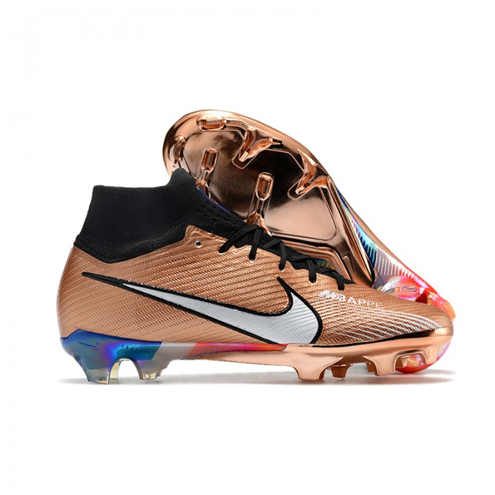 2022 World Cup in Qatar Mbappé Air Zoom Mercurial Vapor XV Elite FG High Soccer Shoes-Gold/Black-362388