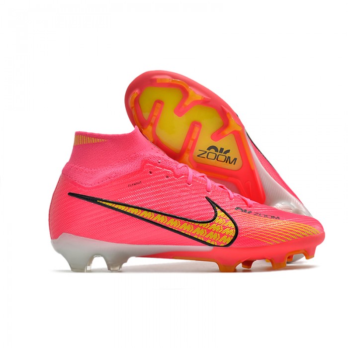 Air Zoom Mercurial Vapor XV Elite FG high Soccer Shoes-Pink/Yellow-6659555