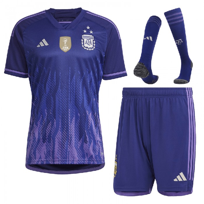 2022 World Cup Argentina 3-Star Away Purple Jersey Kit short sleeve (Shirt + Short+Sock) (player version)-9567622