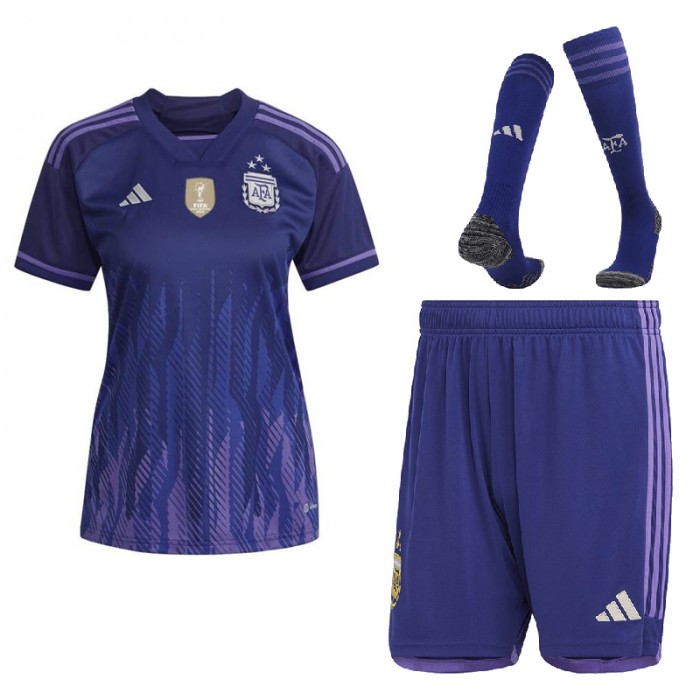 2022 World Cup Women Argentina 3-Star Away Purple Jersey Kit short sleeve (Shirt + Short +Sock)-9872466