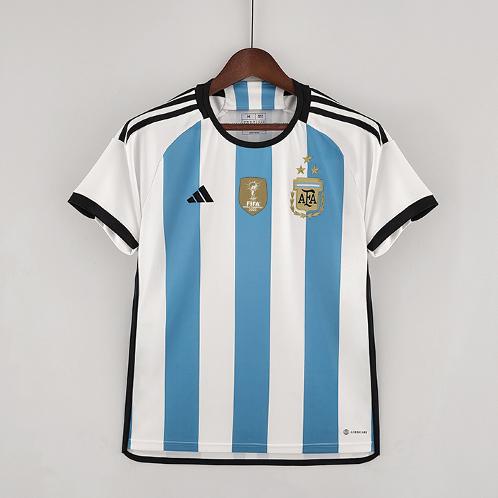 2022 World Cup Argentina 3-Star Home Blue White Jersey Kit short sleeve-7454382