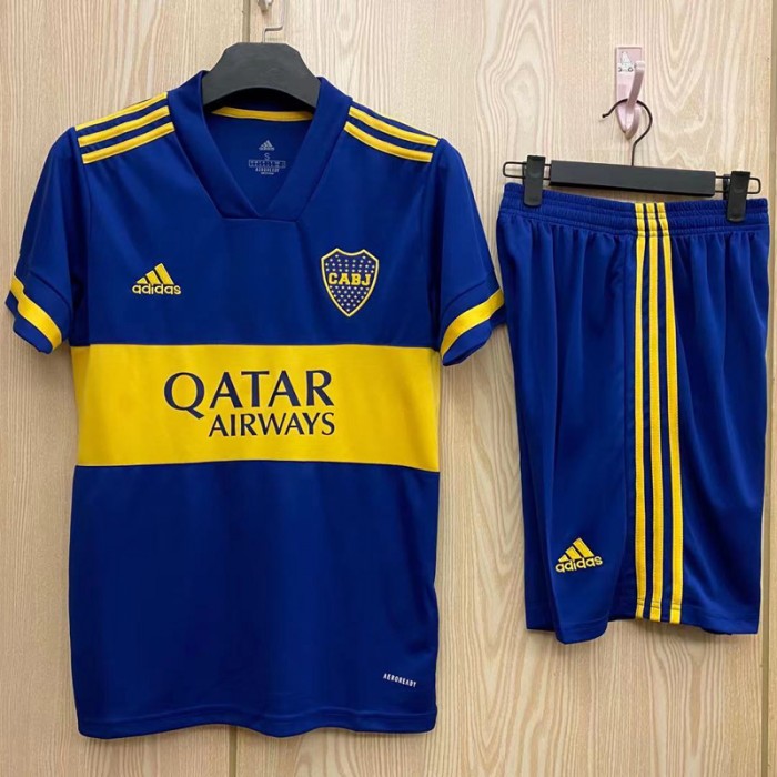 20/21 Retro Boca Juniors Home Blue Yellow Jersey Kit short sleeve (Shirt + Short)-1757594