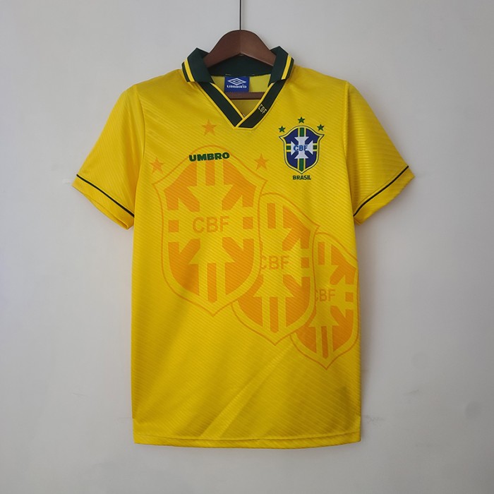 Retro 93/94 Brazil home Yellow Jersey version short sleeve-7811919