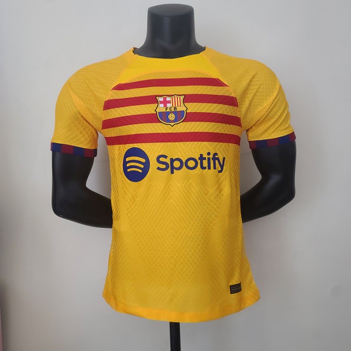 22/23 Barcelona Fourth Away Yellow Jersey version short sleeve (Player Version)-6228757