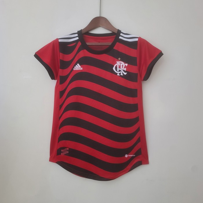 22/23 Women Flamengo Third Away Red Black Jersey Kit short sleeve-5950556