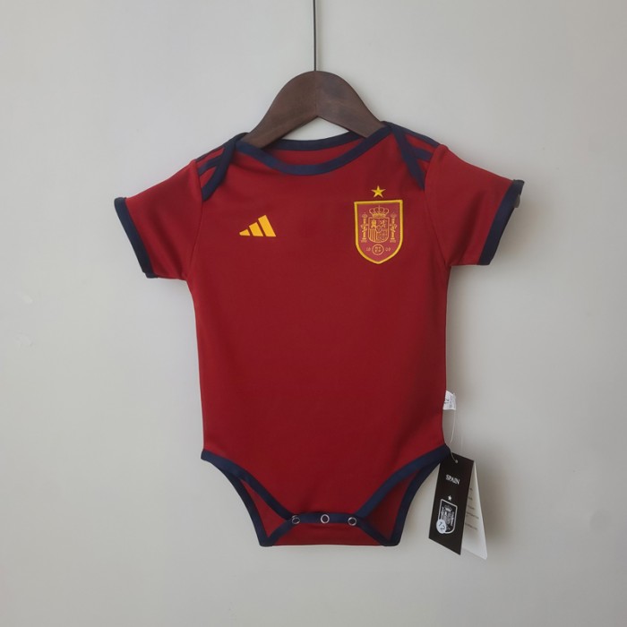 2022 Baby Spain World Cup Home Red Jersey Kit short sleeve-3361238