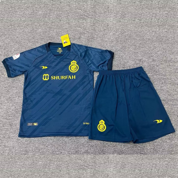 22/23 Al-Nassr FC Riyadh Victory Away Navy Blue suit short sleeve kit Jersey (Shirt + Short)-1265915