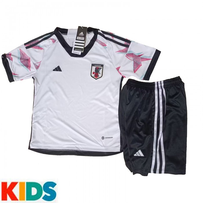 2022 World Cup Japan Away Kids White Jersey Kit short sleeve (Shirt + Short)-9111366